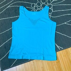 Aqua lace tank top , 2X